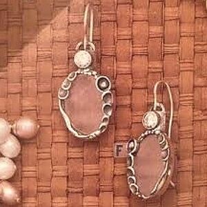 Rare Silpada 925 Sterling Rose Quartz CZ Moonstone Earrings W1274